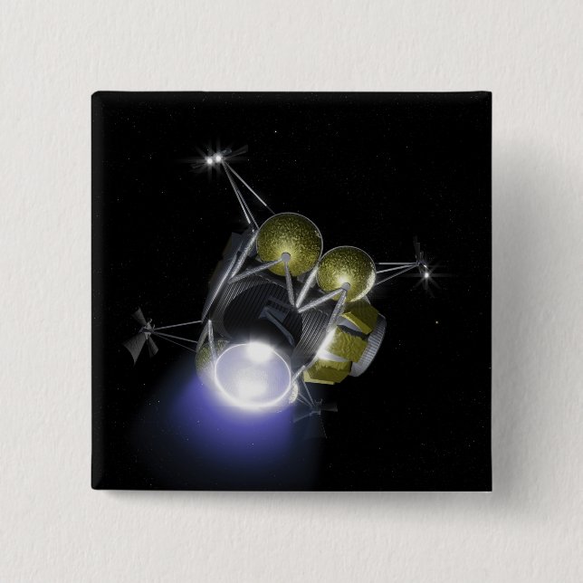 Concept of a crew blasting off pinback button (Front)