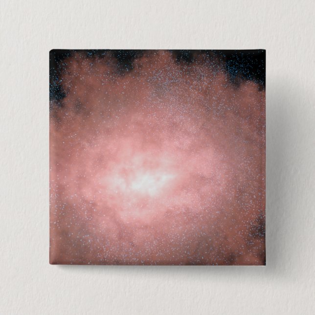 Concept of what a dusty and bright galaxy pinback button (Front)