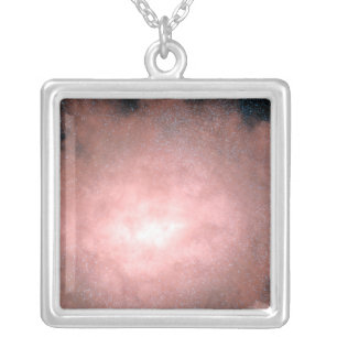 Concept of what a dusty and bright galaxy silver plated necklace