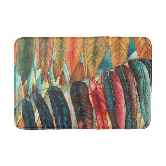 conceptual large autumn leafs in vibrant colors bath mat (Front)
