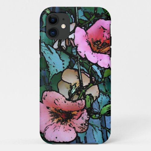 conceptual pretty pink flowers abstract style iPhone 11 case