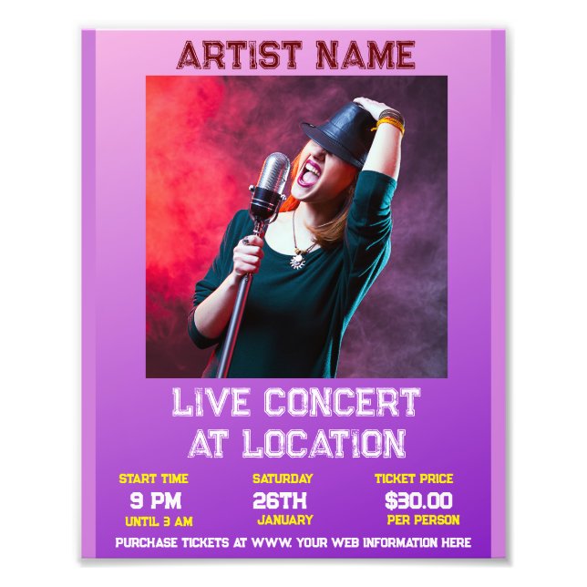 Concert 8 x 10 Photo Enlargement Print (Front)