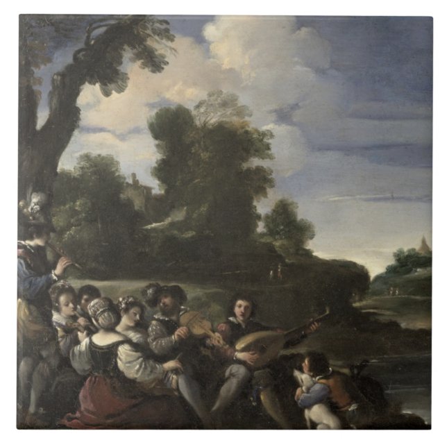Concert Champetre, 1617 (oil on panel) Tile (Front)