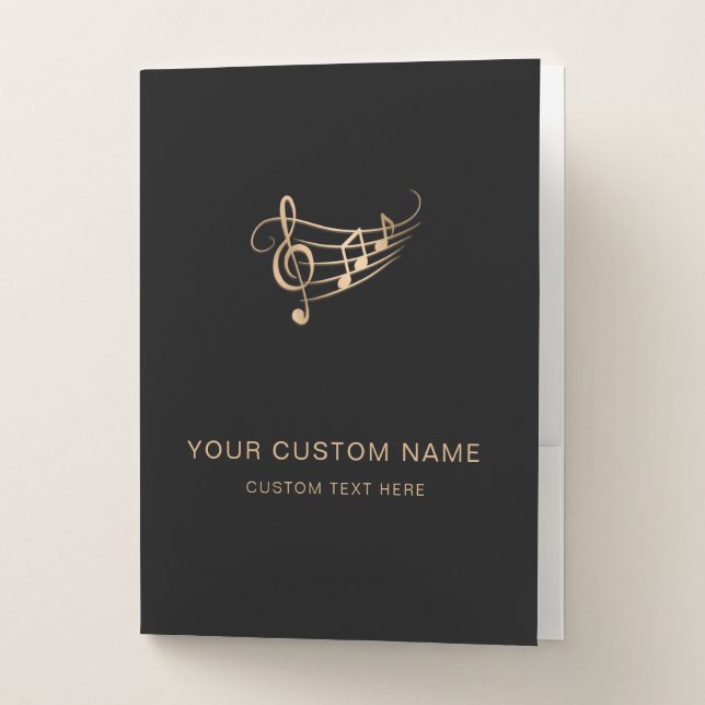 Concert Choir Music Ensemble Gold Elegant Pocket Folder (Front)