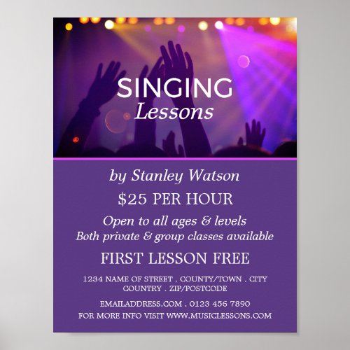Concert Crowd Vocalist Lessons Advertising Poster