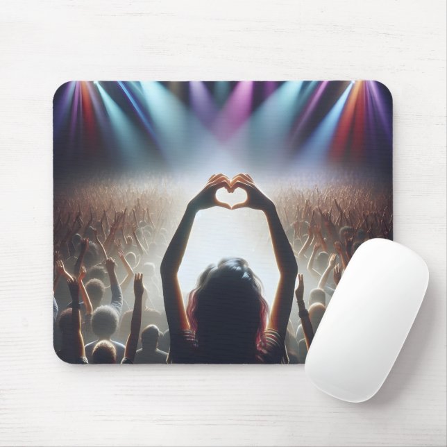 Concert Crowd With Heart Shaped Sign Mouse Pad (With Mouse)