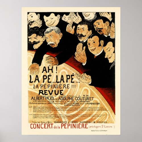 CONCERT DE LA PEPINIERE Paris 1898 Opera Theater Poster