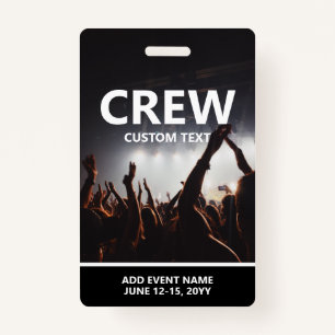 Concert Event Access Pass Personalized Crew Badge