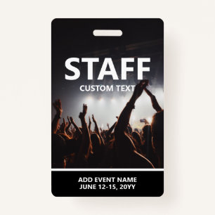 Concert Event Access Pass Personalized Staff Badge
