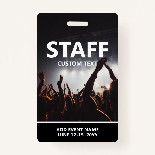 Concert Event Access Pass Personalized Staff Badge (Front)