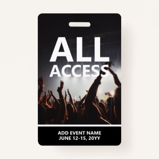 Concert Event All Access Pass Personalized Badge