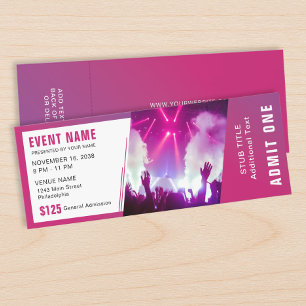 Concert Event Magenta Pink Photo Ticket Template