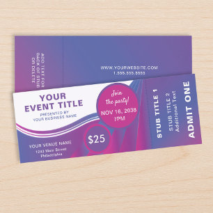 Concert Festival Admit One Purple Pink Template Raffle Tickets