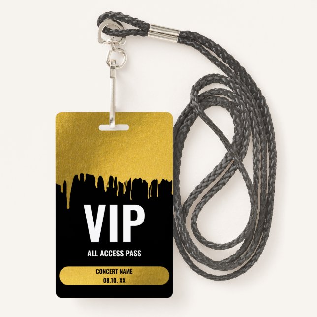 Concert Festival VIP All Access Custom Name Badge (Front with Lanyard)
