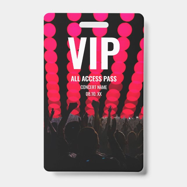 Concert Festival VIP All Access Custom Name Badge (Front)
