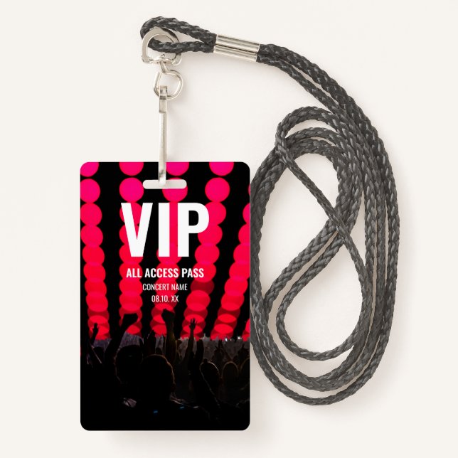 Concert Festival VIP All Access Custom Name Badge (Front with Lanyard)