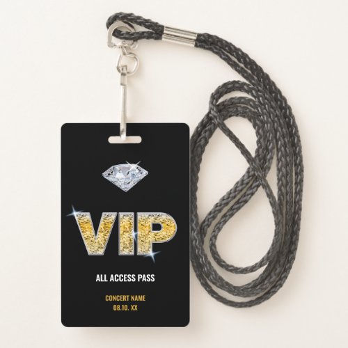 Concert Festival VIP All Access Custom Name  Badge