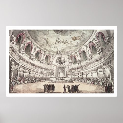 Concert Hall in Venice 18th century coloured eng Poster