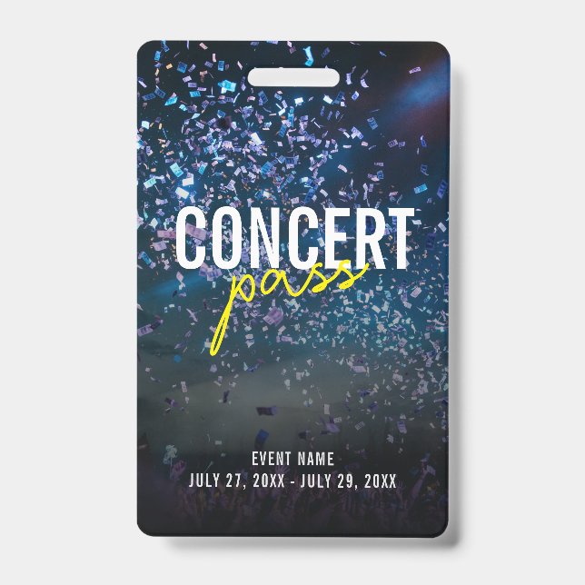 Concert Pass Event Photo Background ID Badge (Front)