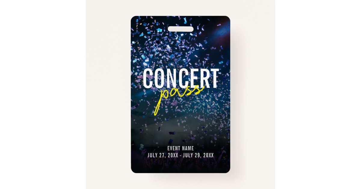 Passer Examples Background Concert Pass Event Photo Background ID Badge | Zazzle