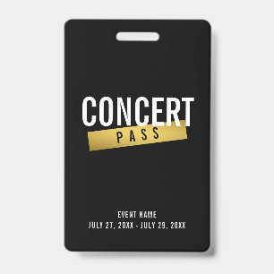 Concert Pass Music Festival Modern VIP Badge