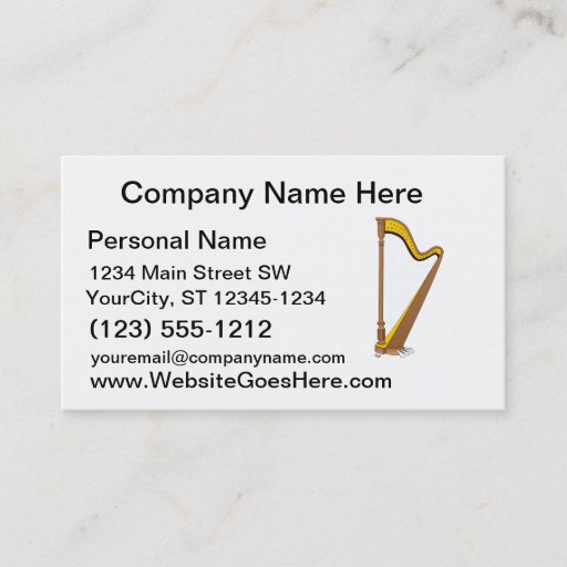 Customizable Concert Pedal Harp Graphic Design Business Card Templates