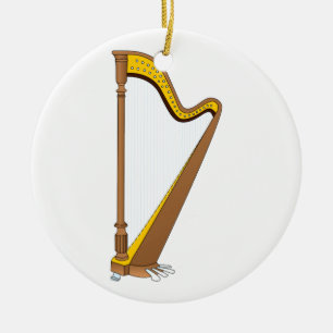 Concert Pedal Harp Graphic Design Ceramic Ornament