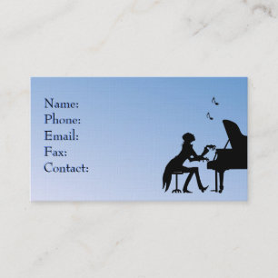 Concert Piano Player Blue Business Card
