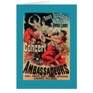 Concert Poster on Avenue de Champs-Elysees Cards