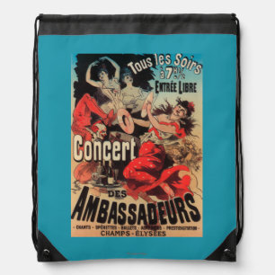 Concert Poster on Avenue de Champs-Elysees Drawstring Bag