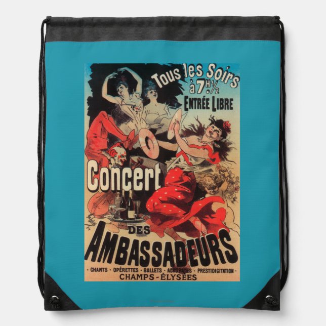 Concert Poster on Avenue de Champs-Elysees Drawstring Bag (Front)