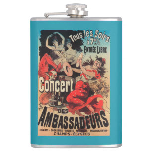 Concert Poster on Avenue de Champs-Elysees Flask