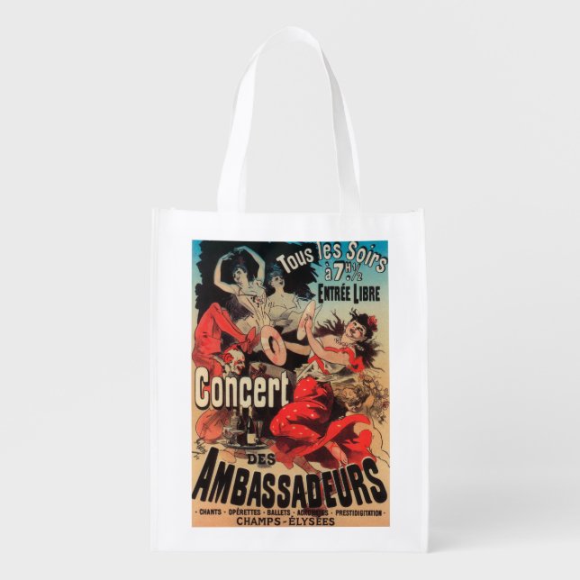 Concert Poster on Avenue de Champs-Elysees Grocery Bag (Front)