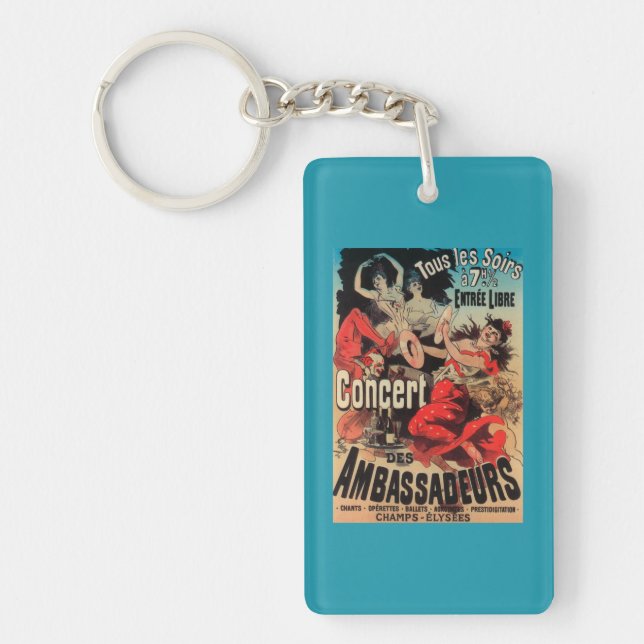Concert Poster on Avenue de Champs-Elysees Keychain (Front)