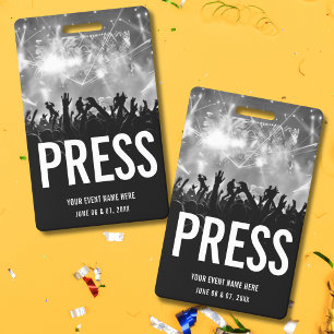 Concert Press All Access Pass Black White Badge