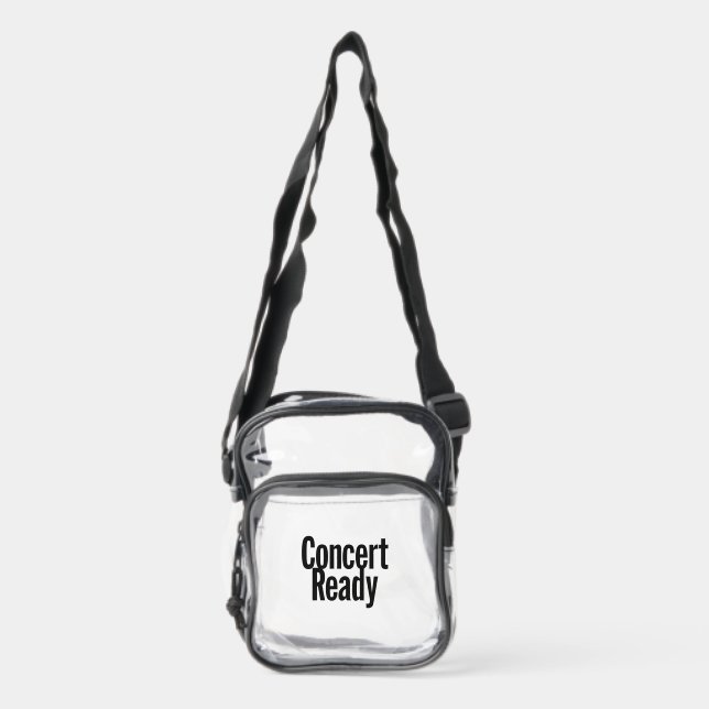 Concert Ready Bold Statement Design Clear Crossbody Bag (Front)
