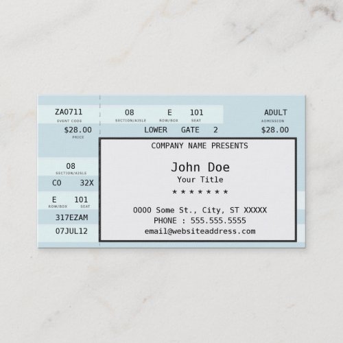 concert ticket business cards