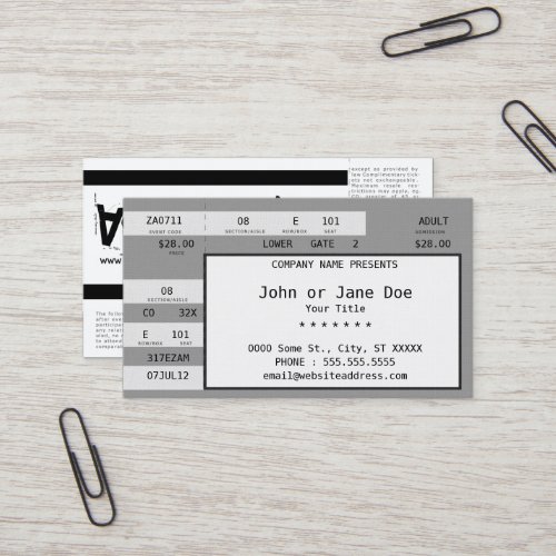 concert ticket business card templates