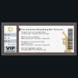 Concert Ticket Bar Mitzvah Invitation in Brown<br><div class="desc">Who’s ready to rock the bema? He is. The tour is coming to town. So make him a star and his Bar Mitzvah an event to remember. This invitation is styled just like a concert ticket. The aisle, row and seat correspond to the event date for an extra flourish. A...</div>