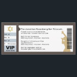 Concert Ticket Bar Mitzvah Invitation in Brown<br><div class="desc">Who’s ready to rock the bema? He is. The tour is coming to town. So make him a star and his Bar Mitzvah an event to remember. This invitation is styled just like a concert ticket. The aisle, row and seat correspond to the event date for an extra flourish. A...</div>