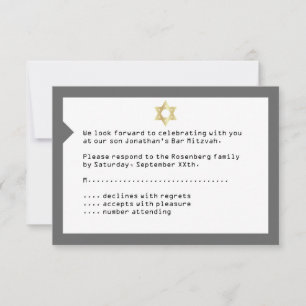 Concert Ticket Bar Mitzvah RSVP Reply in Gray Card