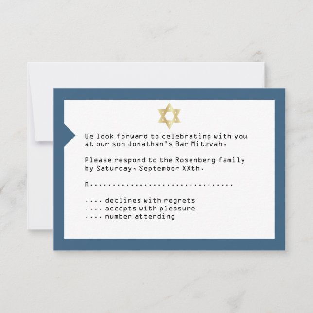 Concert Ticket Bar Mitzvah RSVP Reply Navy Blue (Front)