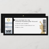Concert Ticket Bar Mitzvah Save the Date in Black (Front/Back)