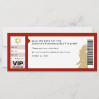 Concert Ticket Bat Mitzvah Crimson Red