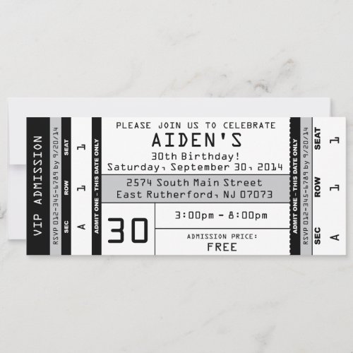 Concert Ticket Invitation Black