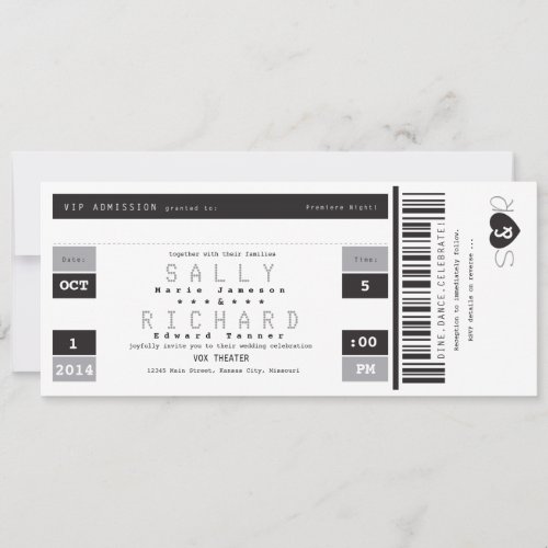 Concert Ticket Invitation Black White and Gray