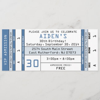 Concert Ticket Invitation Blue