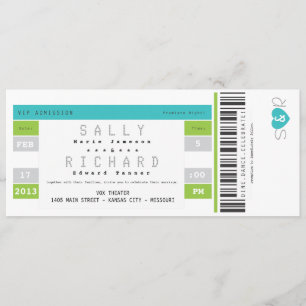 Concert Ticket Invitation in Aqua and Lime