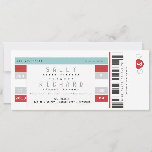 Concert Ticket Invitation in Red and Aqua
