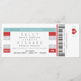Concert Ticket Invitation in Red and Aqua